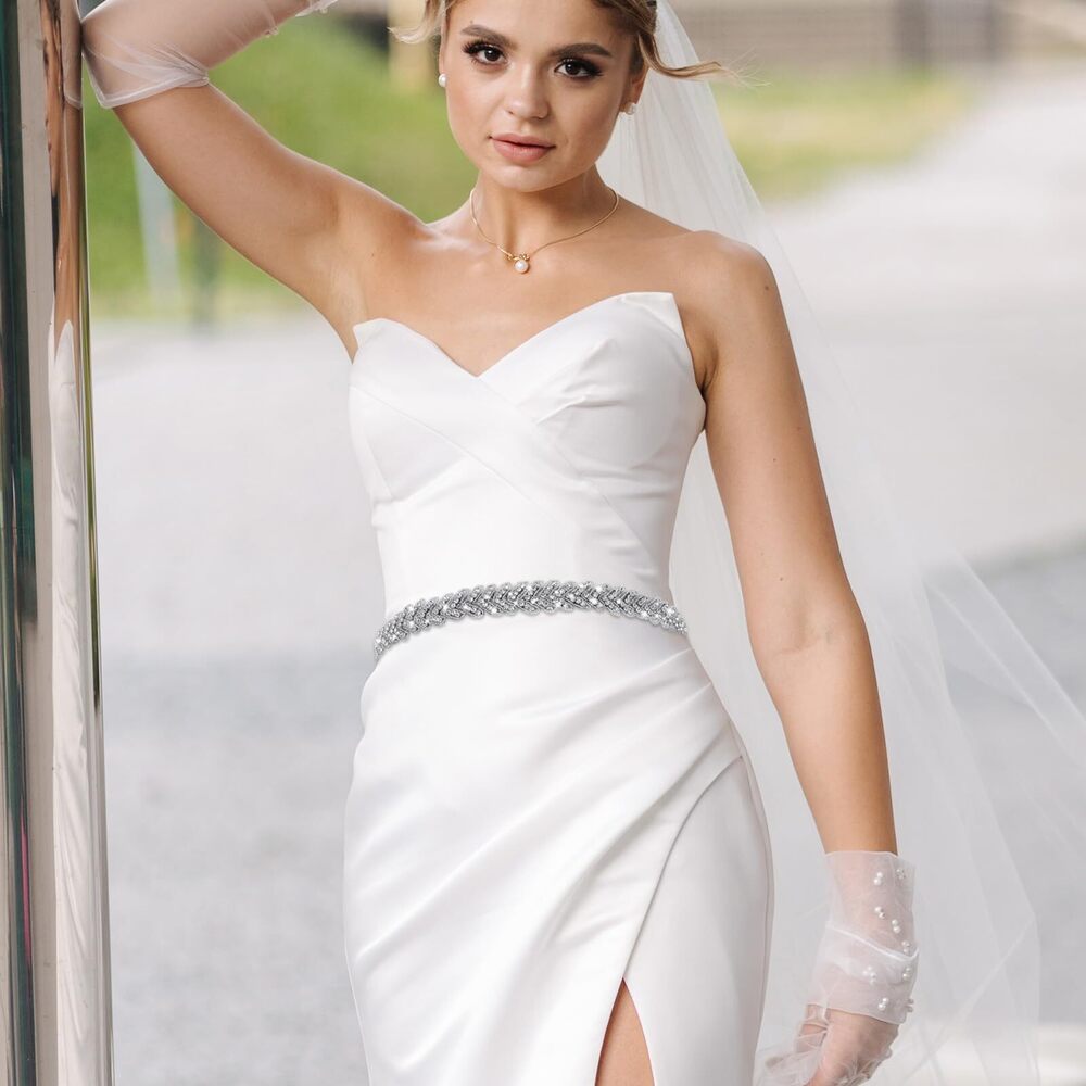 Crystal Braided Ribbon Waist Belt - Silver and Black - Picture 6 of 7